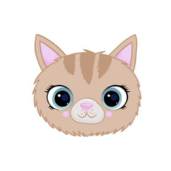 Cute bunny head with big eyes and a wreath of flowers. Cute cartoon funny character. Pet baby print collection.