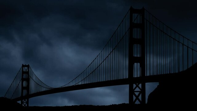 San Francisco: Lightning and Thunderstorm Flash Over the Iconic Golden Gate Bridge, California, USA