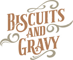 Vintage Biscuits and Gravy Breakfast Text Banner - 361828449