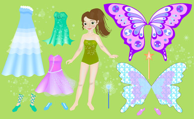 Paper doll of beautiful fairy. Body templates.