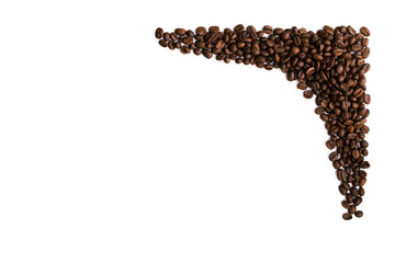 Semi-circular corner frame made of many coffee beans
