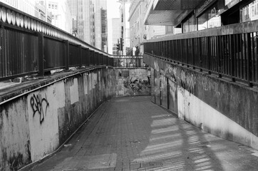 shopping centre in birmingham england in black and white