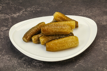 Pickled cucumbers in the plate