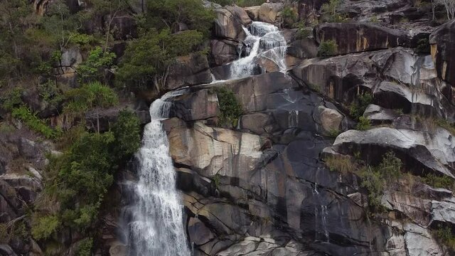 Magnificent View At The Davies Creek Falls In Queensland, Australia.  - aerial drone