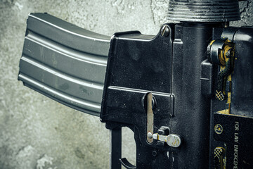 Modern weapon series. US Army assault rifle, close up.