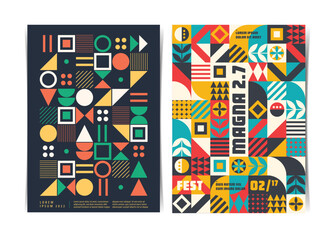 Modern Abstract Background Flyers Template with Geometric Shapes. Vector illustration.