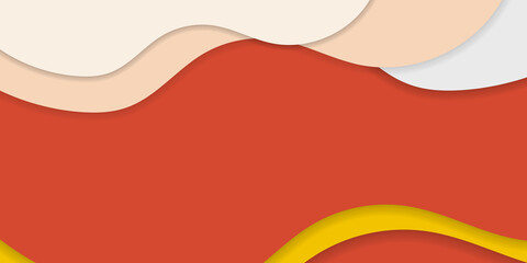 Abstract colorful orange yellow white paper cut curve wave background