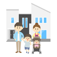 家族とマイホームのイラスト