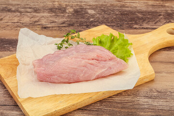 Raw turkey breast steak for cooking