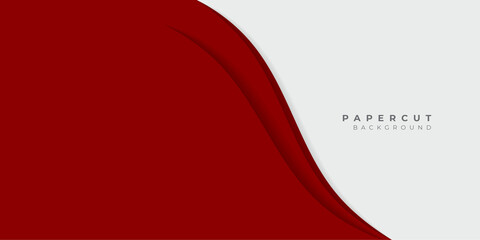 Abstract red white paper cut layered black posters. Fluid shapes brochure template. For banner, identity card, cover design, leaflet. Vector illustration. Cut layers.