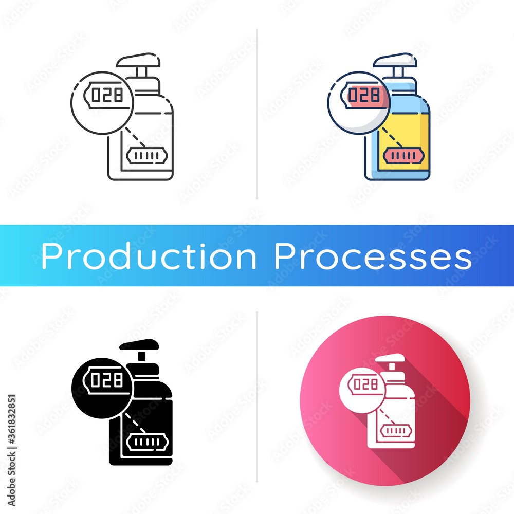 Poster batch number icon. linear black and rgb color styles. production id, manufacturing process. labeling