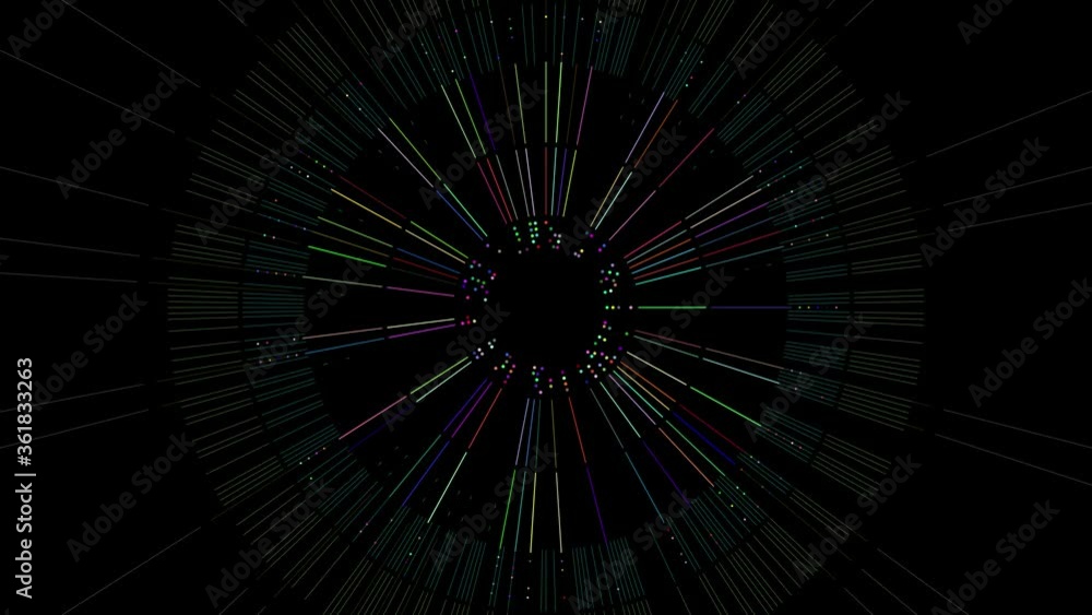 Poster 2d render of circular structure with lines and circles. complex data concept. colorful technology ba