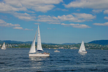 A beautiful summers day on the water in Oslofjord in Norway