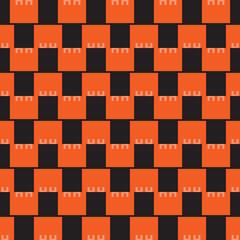 Vector seamless pattern texture background with geometric shapes, colored in orange, black colors.