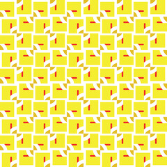 Vector seamless pattern texture background with geometric shapes, colored in yellow, red, white colors.