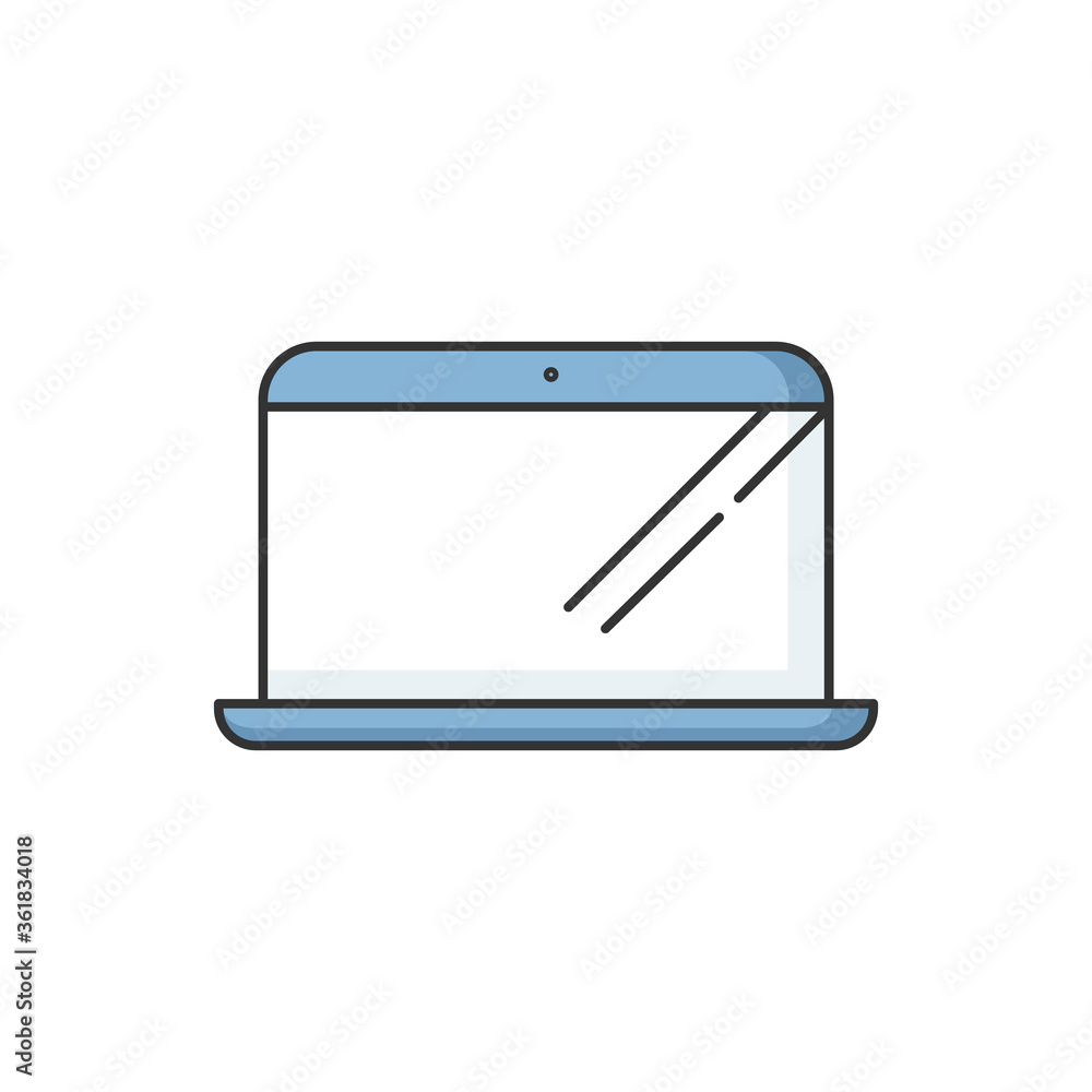 Poster laptop rgb color icon. computer blank screen. pc display with keyboard. gadget wirth monitor. electr