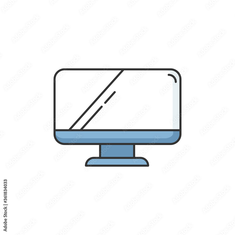 Poster computer monitor rgb color icon. pc wide screen. tv display for office. electronic device. gadget to