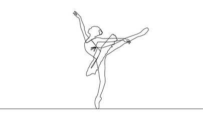 One continuous single drawing line art doodle dance, ballet, ballerina, dancer, beautiful. © MichiruKayo