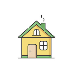 Home RGB color icon. House improvement. Real estate. Private property. Suburb living. Cottage for family dwelling. Rent apartment. House renovation. Building construction. Isolated vector illustration