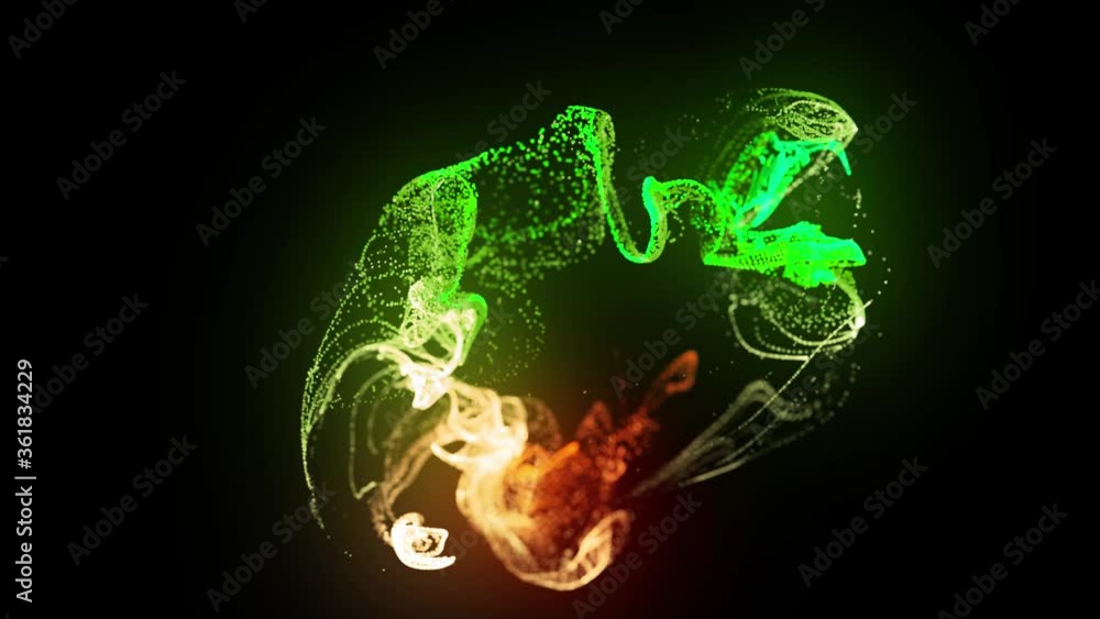 Poster fluorescent ink change color. injection of glow ink in water on black background in 4k. 3d render of