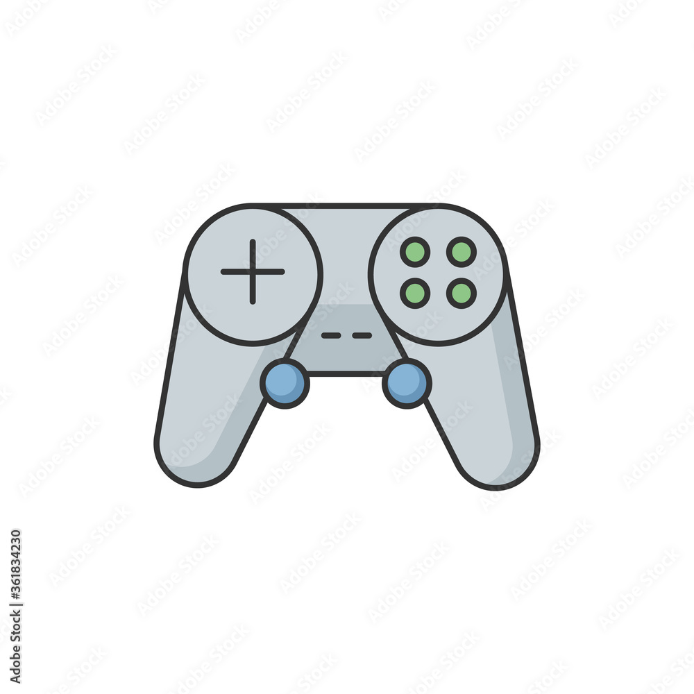 Poster gamepad rgb color icon. video game controller. portable console device. wireless joystick for play s