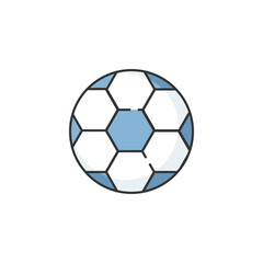 Fototapeta premium Soccer ball RGB color icon. Play football with team. Sport game gear. Kick to score goal. Equipment for championship. Classic leather checkered ball. Athletic activity. Isolated vector illustration