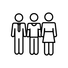 pictogram businessman standing with man and woman beside, line style