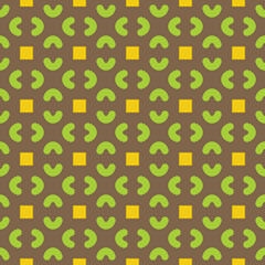 Vector seamless pattern texture background with geometric shapes, colored in brown, green, yellow colors.