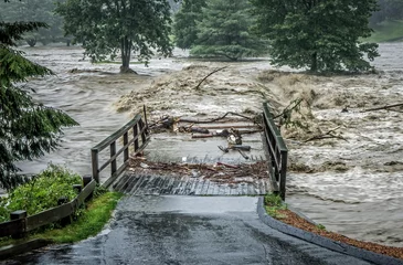 Foto op Aluminium Bridge washout during storm, Hurrica Irene, Quechee, Vermont © Martin