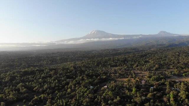 Kilimanjaro and Moshi drone view