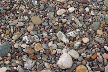 Dry round pebble stones