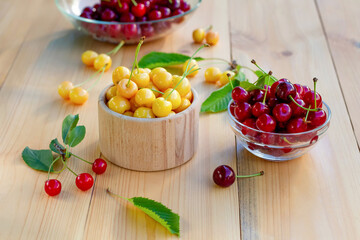 What is useful cherry. Red and yellow cherries.