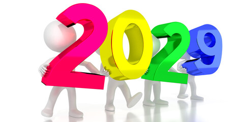 2029 - colorful letters - 3D illustration