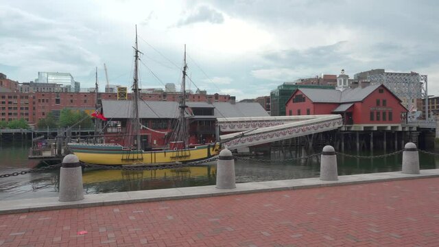 Static Video Of Fort Point Channel In Boston, Massachusetts.