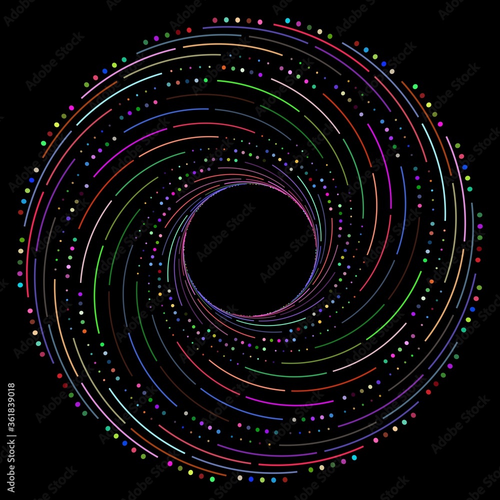 Poster 2d illustration with twisted lines and dots. art object. can be used as big data visualization.