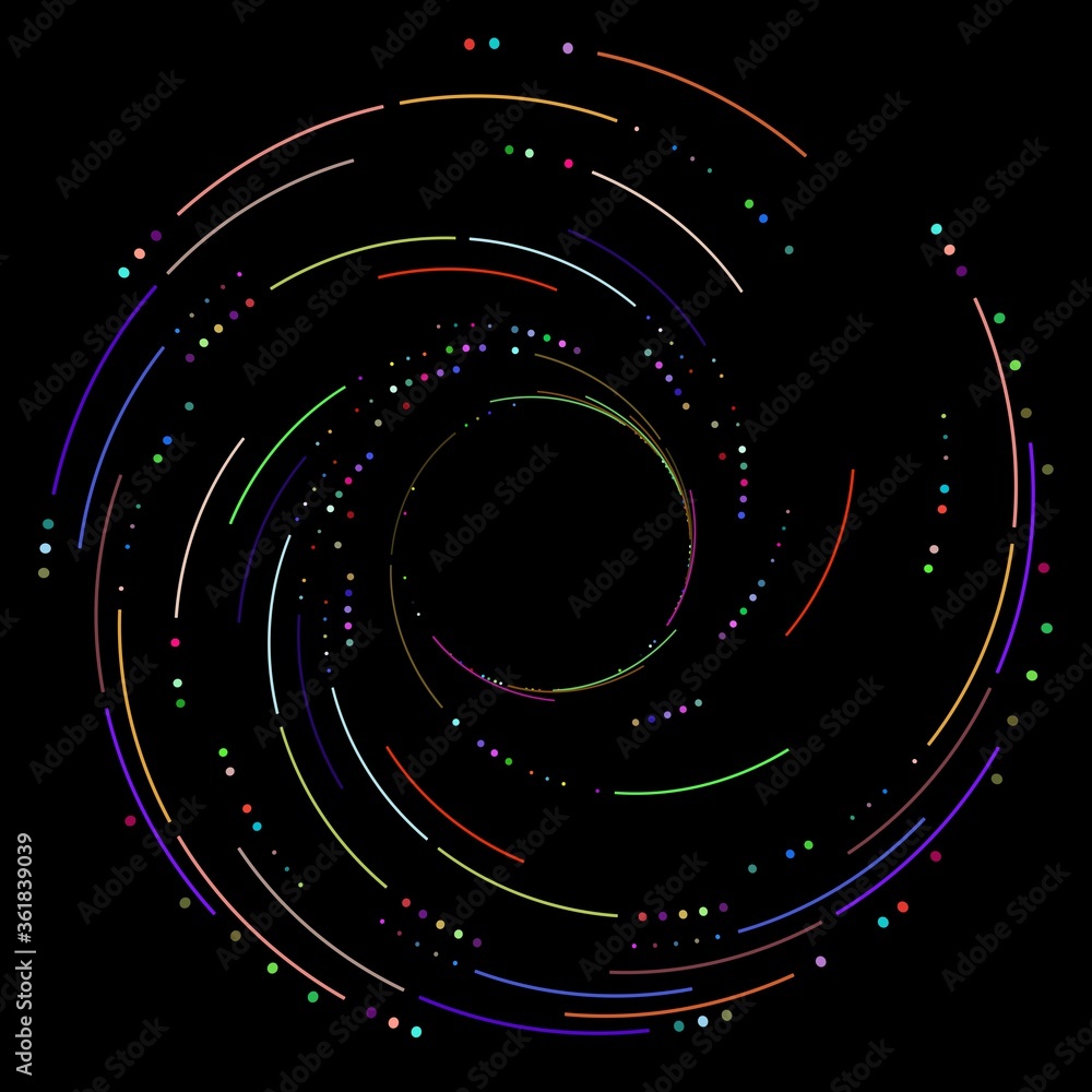 Poster 2d illustration with twisted lines and dots. art object. can be used as big data visualization.