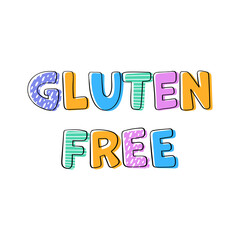 Gluten free products print design lettering template.