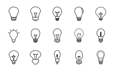 candle bulb light and lightbulbs icon set, line style