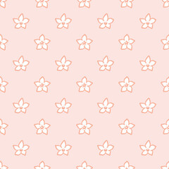 Cartoon Waxflower vector repeat pattern. Madagascar Jasmine flower seamless illustration background.