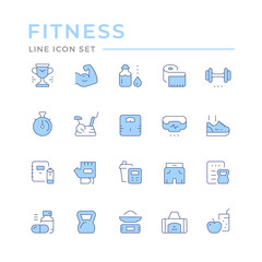 Set color line icons of fitness