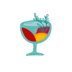 Glass of red wine. Isolated Vector illustration. Funny colored typography poster, apparel print design. Scandinavian nordic design for bar or interior or cover or textile or background.