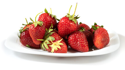 isolated image ripe sweet tasty strawberries in a plate