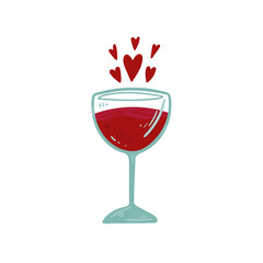 Glass of red wine. Isolated Vector illustration. Funny colored typography poster, apparel print design. Scandinavian nordic design for bar or interior or cover or textile or background.