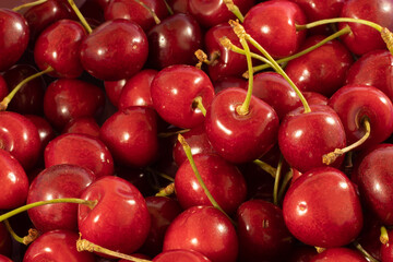 image of a lot of sweet ripe sweet cherries close-up