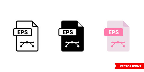 EPS file icon of 3 types. Isolated vector sign symbol.