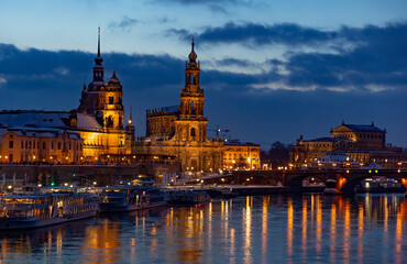 Naklejka na ściany i meble Dresden night panorama