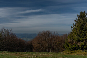 Color spring morning view from Pustevny in Beskydy mountains