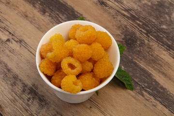 Sweet ripe tasty yellow raspberry