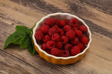 Red bright ripe sweet raspberry