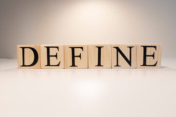 Treasure word made of wooden cubes. Studio photo was taken in spot light.